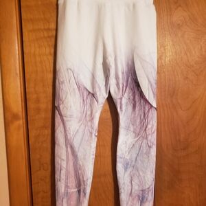 White and Purple Patterned Leggings